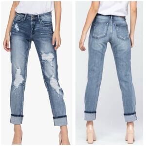 Judy Blue Bleach Splatter Destroyed Boyfriend Jean 24W NWT JB82169LT